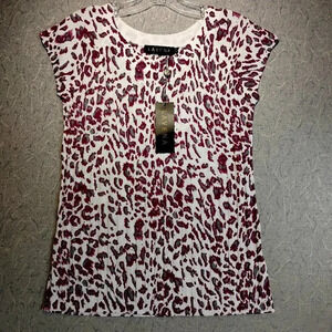 Lavena NWT Women's Ribbed Sweater White/Purple/Gray Animal Print in  Size Small